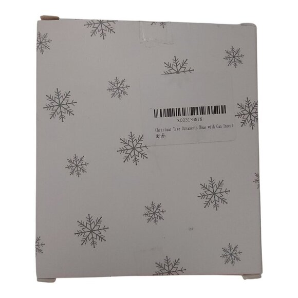 Square Christmas Tree Ornament with Painted Red Ribbon Frame & Bow–Photo Insert - Picture 2 of 3